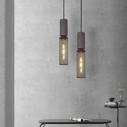 Concrete Top Industrial Cylindrical Pendant Light