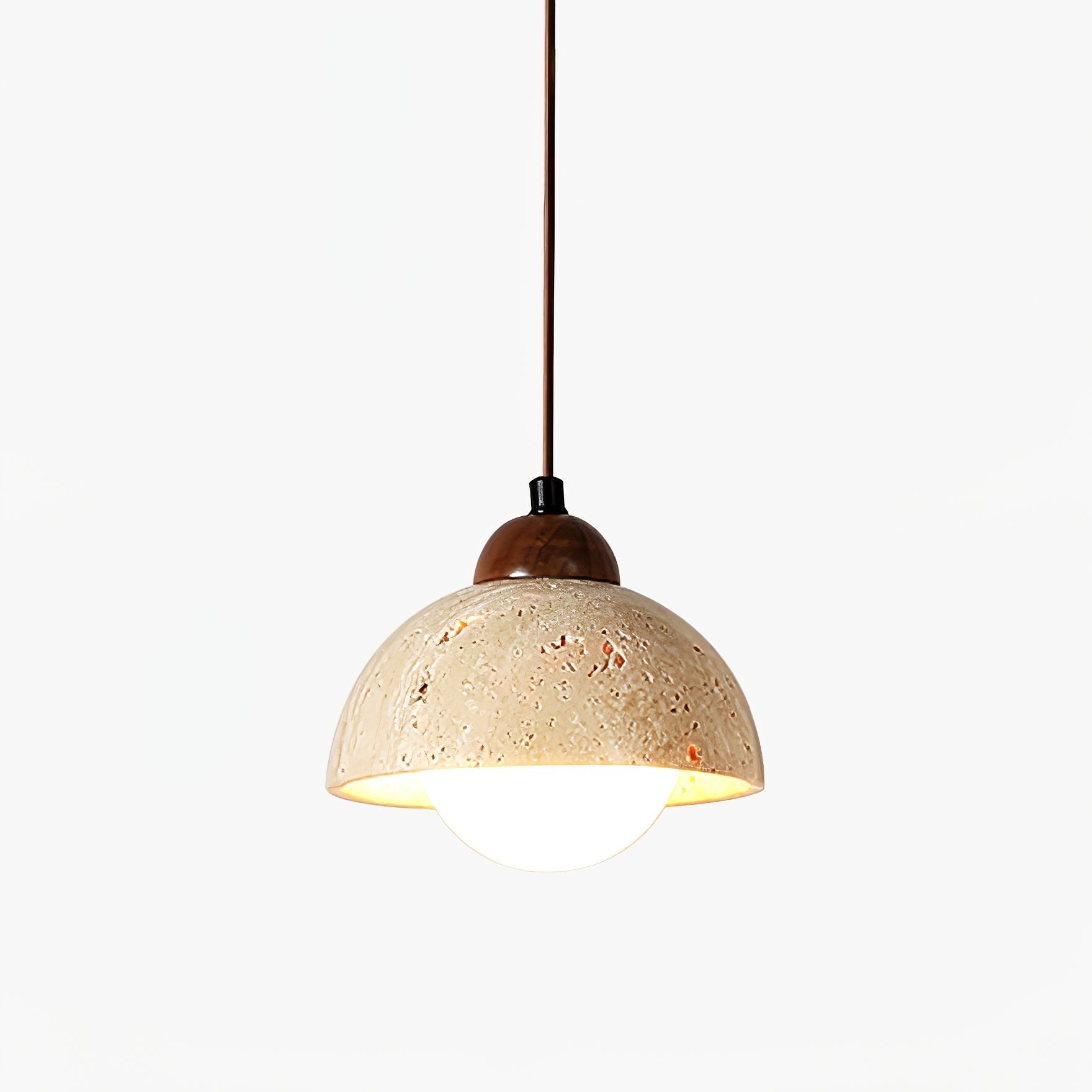 Ambient Glow Dome Travertine Pendant Light