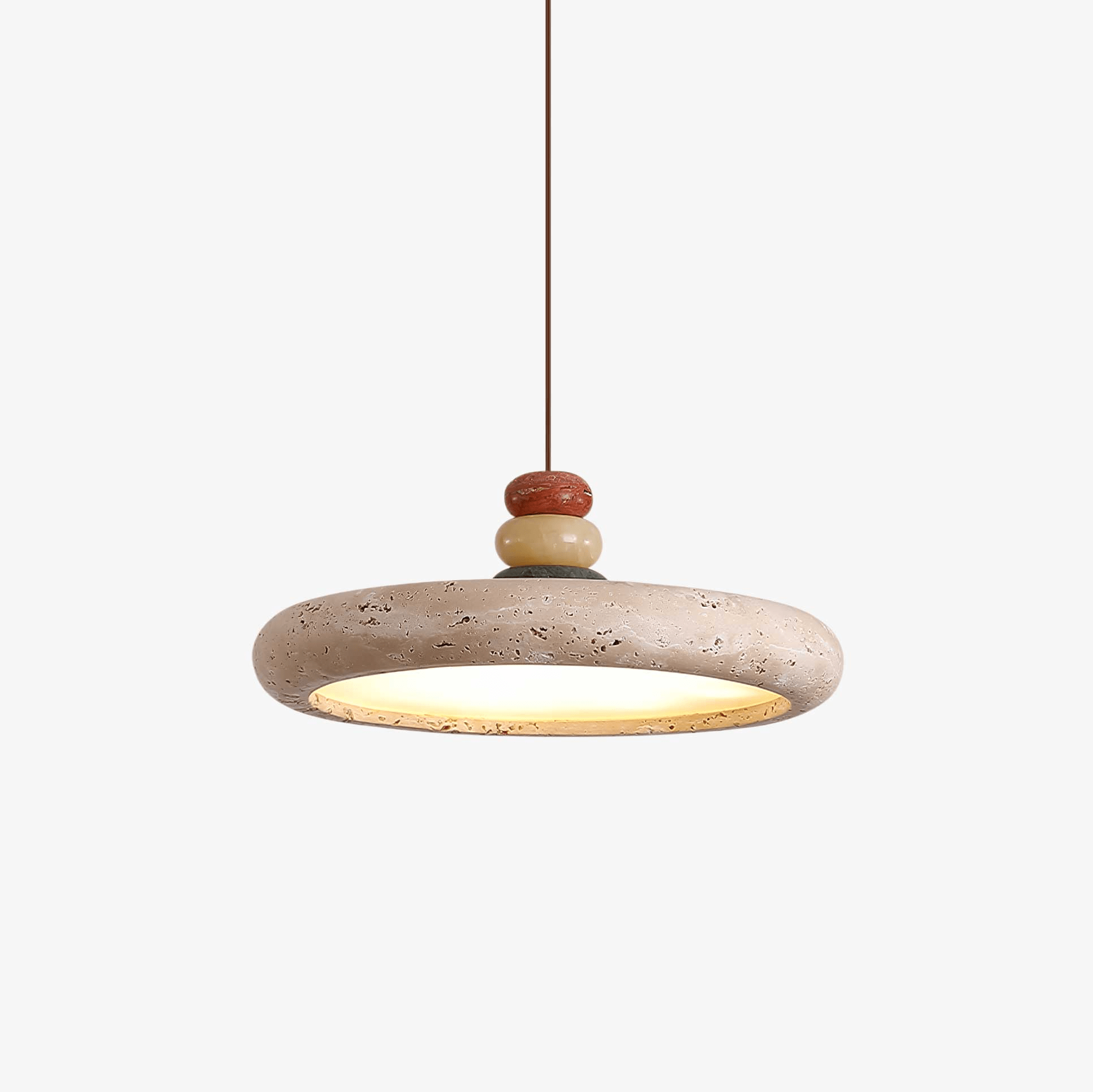 Warm Ambience Yellow Travertine Disc Pendant Light