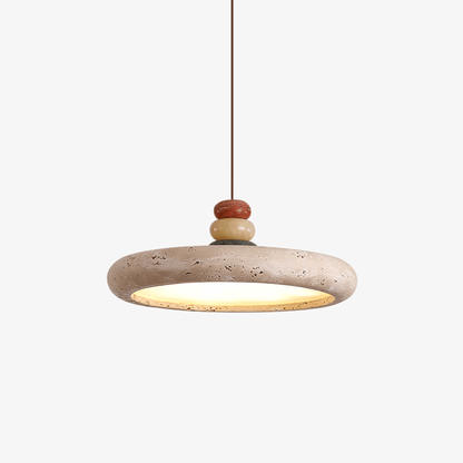 Warm Ambience Yellow Travertine Disc Pendant Light