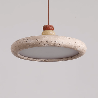 Warm Ambience Yellow Travertine Disc Pendant Light