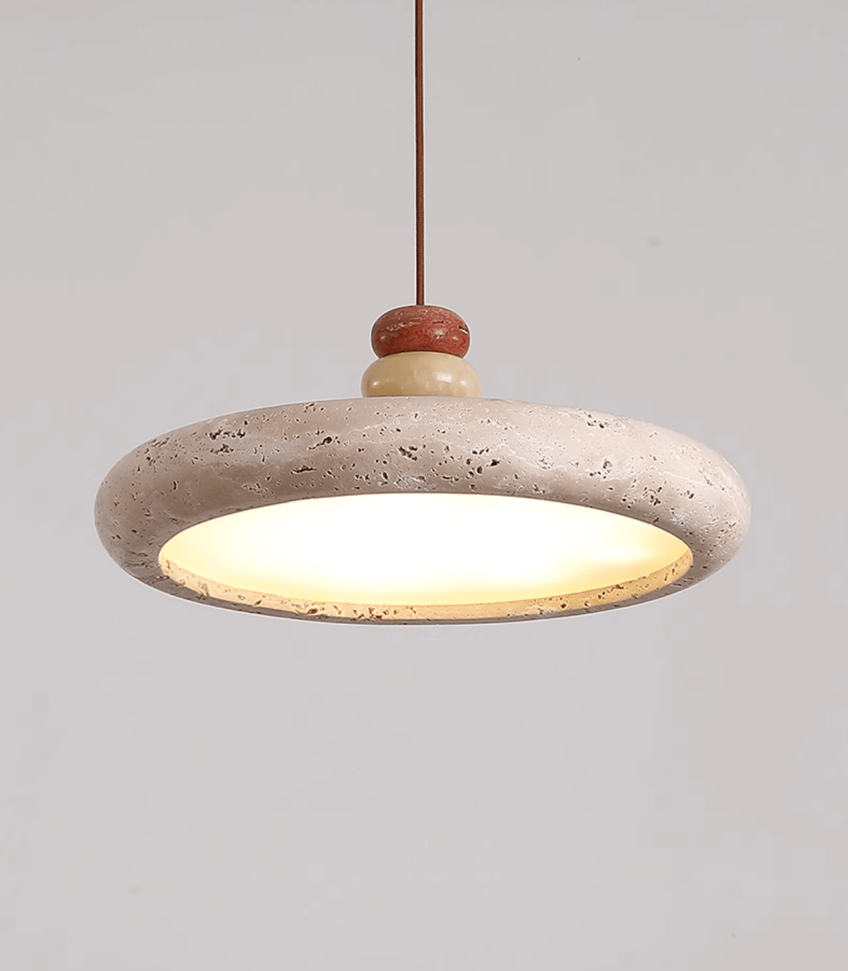 Warm Ambience Yellow Travertine Disc Pendant Light