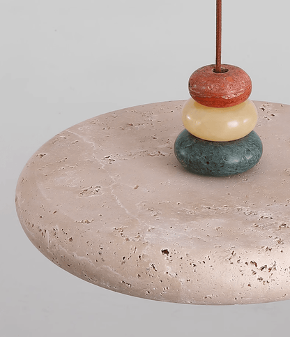 Warm Ambience Yellow Travertine Disc Pendant Light