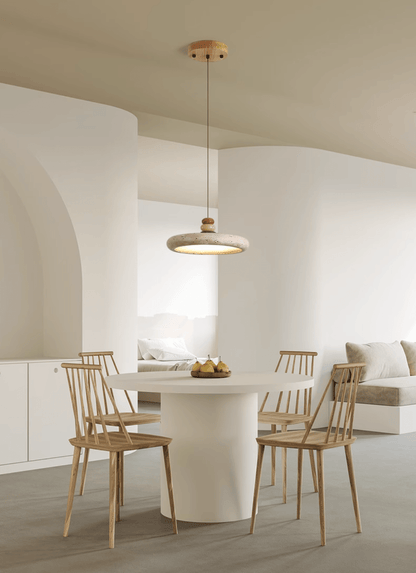 Warm Ambience Yellow Travertine Disc Pendant Light