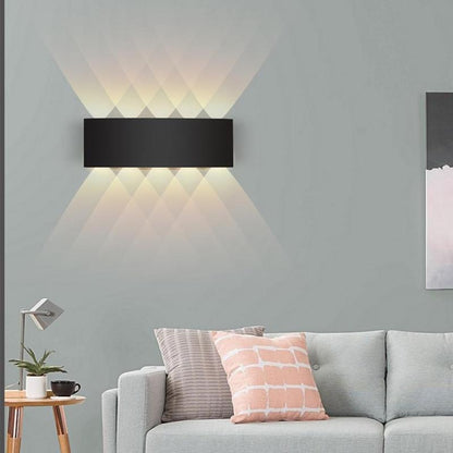 Metal Black And White Waterwave Finish Rectangular Outdoor Wall Light