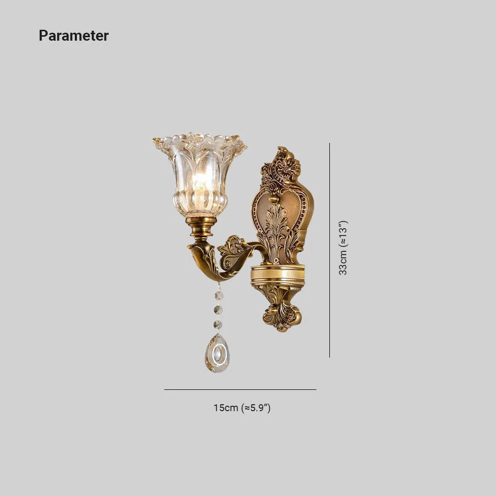Glass Vintage Bronze Wall Light Ramiq