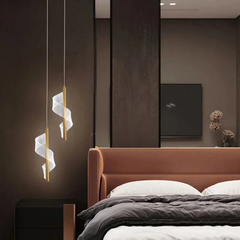 Pendant Vintage Gold Light Ribbon For Ambience