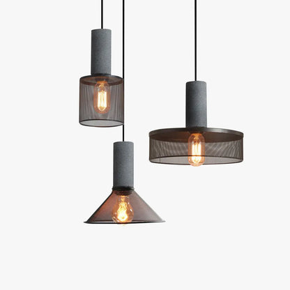 Concrete Top Industrial Cylindrical Pendant Light