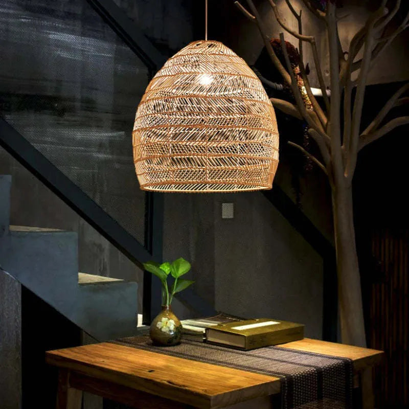 Natural Warmth Handcrafted Bamboo Rattan Pendant Light