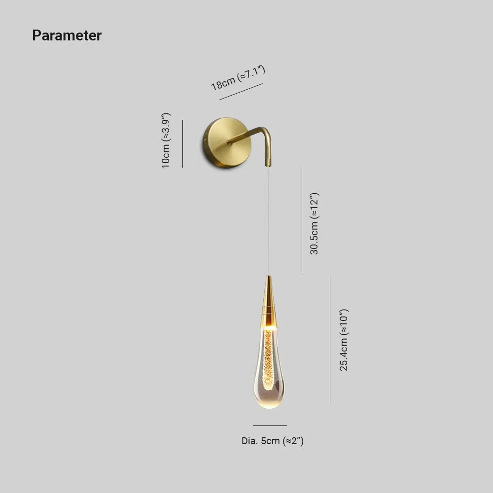 Black And Gold Water Drop Wall Light With Three Colour Settings