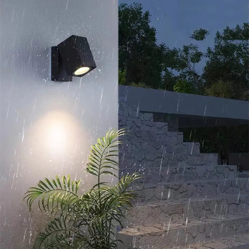 Black Rotating Outdoor Metal Wall Spotlight