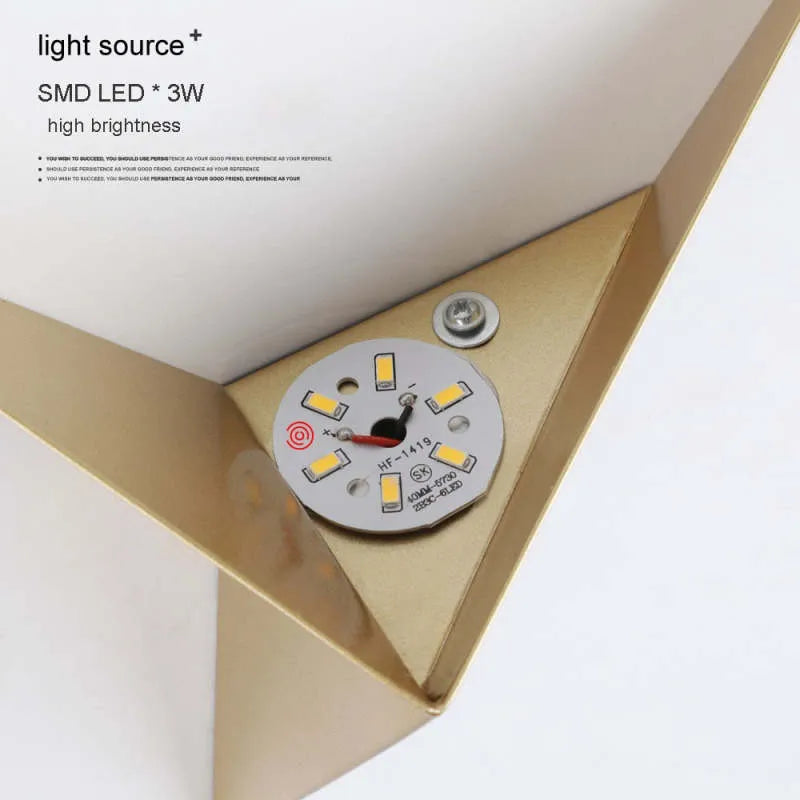 Modern Lighting For Bedroom Triangular Metal LED Wall Lamp