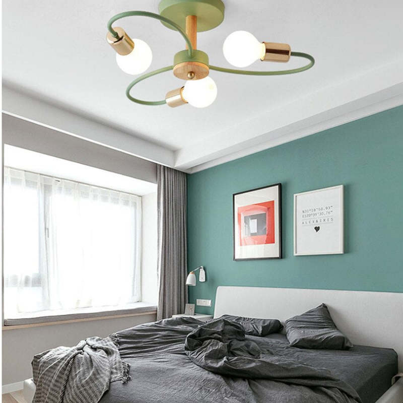Green Grey Ceiling Flush Light Glass And Metal Elegant