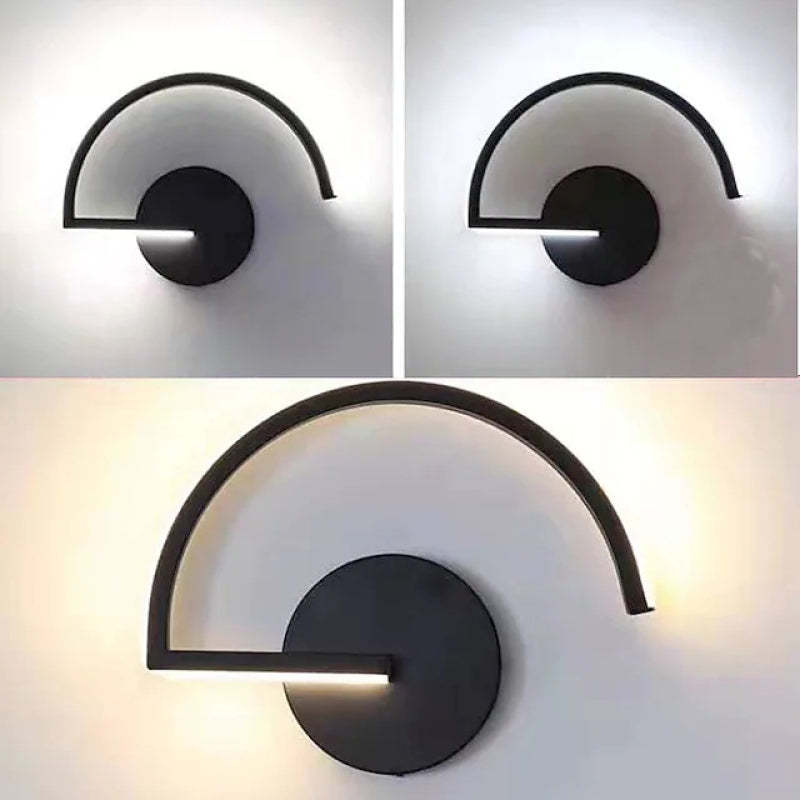 Black Or White Semicircular Metal Minimalist Linear Wall Lamp