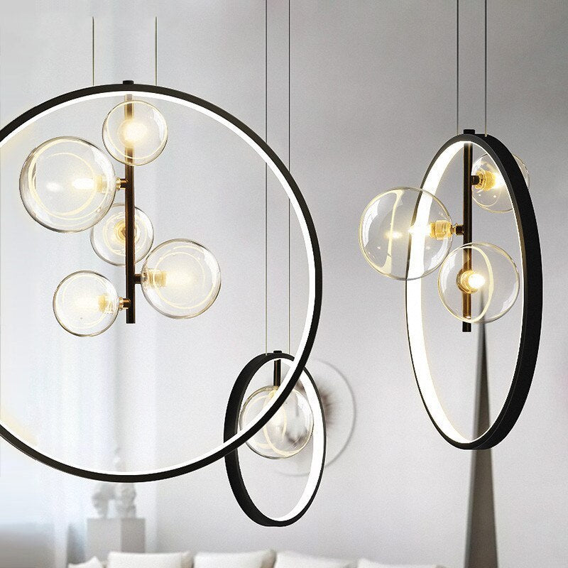 Energy Efficient LED Glass Orb Pendant Light For Dining