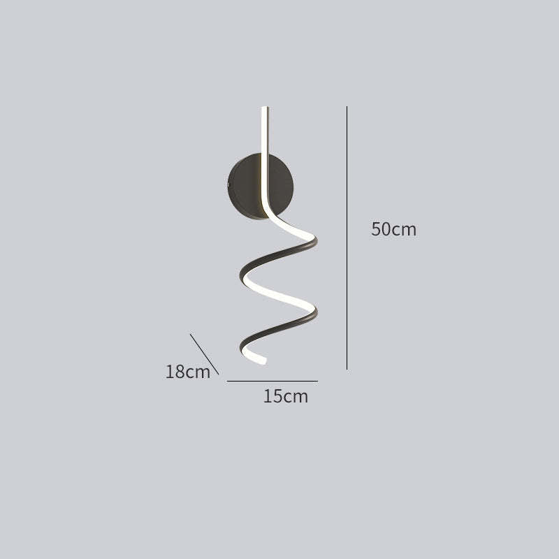 Matte Black And White Spiral LED Art Wall Light