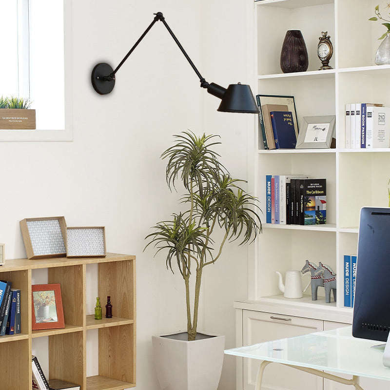 Black Rust Swing Arm Industrial Rotatable Wall Lamp