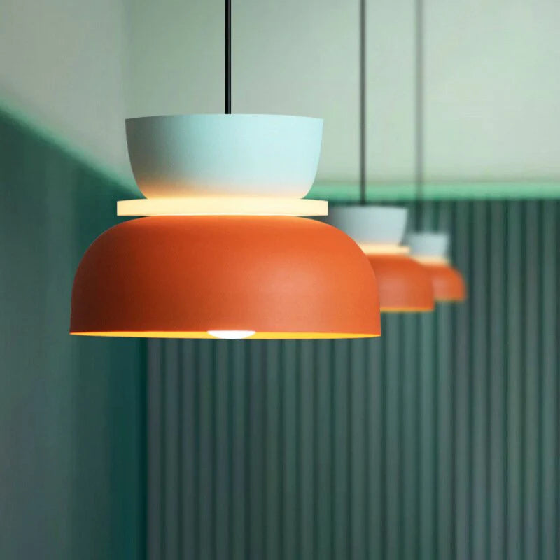 Industrial Two Tone Pendant Light With Colorful Glow