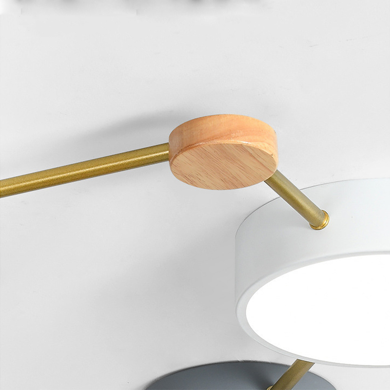 Living Room And Bedroom Modern LED Ceiling Light With Wood Accent