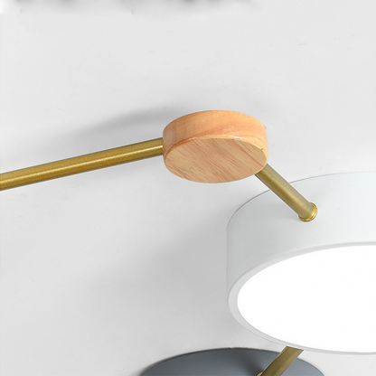 Living Room And Bedroom Modern LED Ceiling Light With Wood Accent