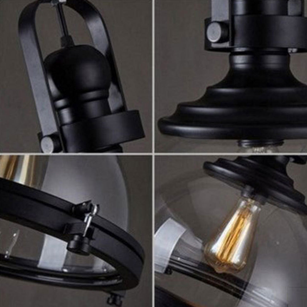 Black Warm Country Style Vintage Glass Pendant Light