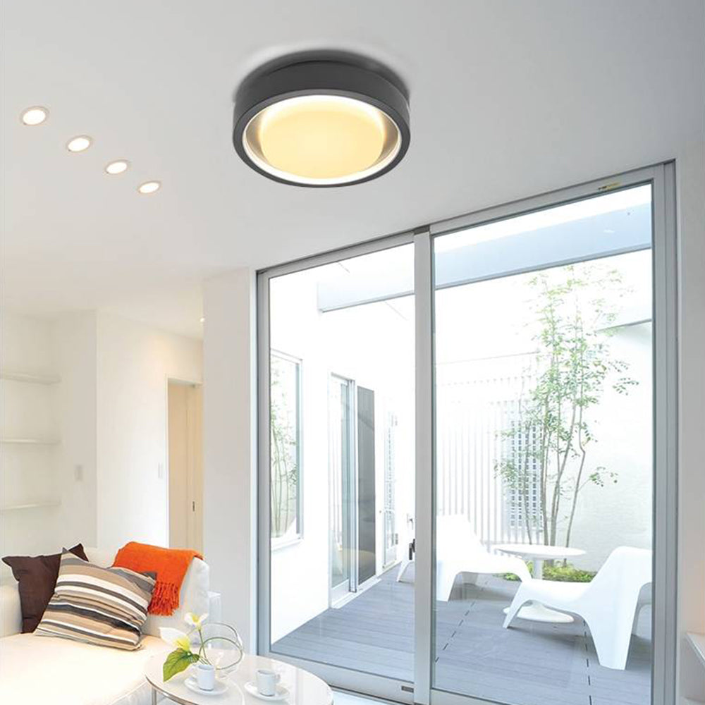 Outdoor Wall Light LED Circular Disc Metal Black