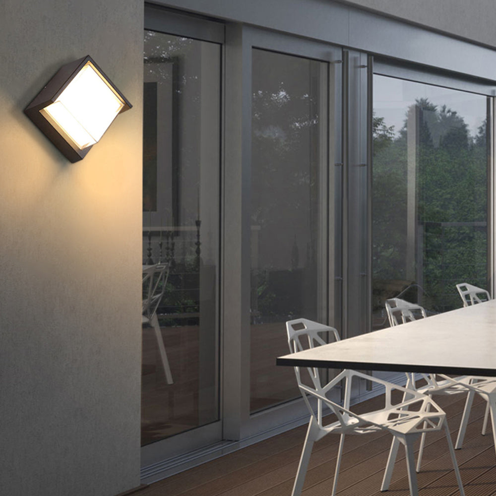 Matte Black Metal Outdoor Wall Light Nova Edge Square