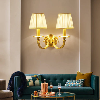 Metal and Fabric Finish Hardwired LED Wall Lamp for Living Room