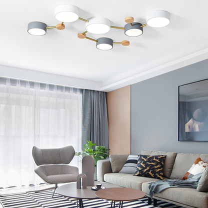 Living Room And Bedroom Modern LED Ceiling Light With Wood Accent