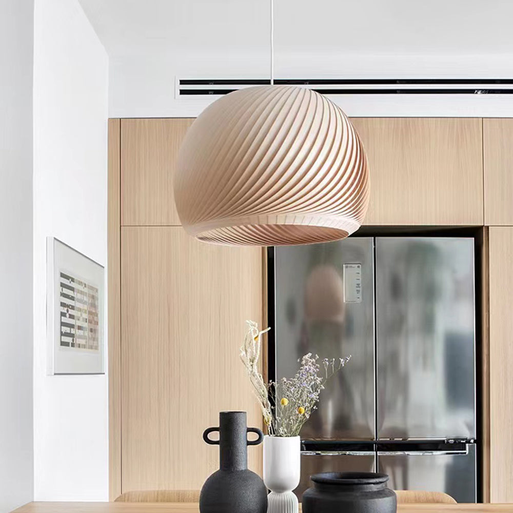 Brown Wood Finish Durable Farmhouse Metal Pendant Light