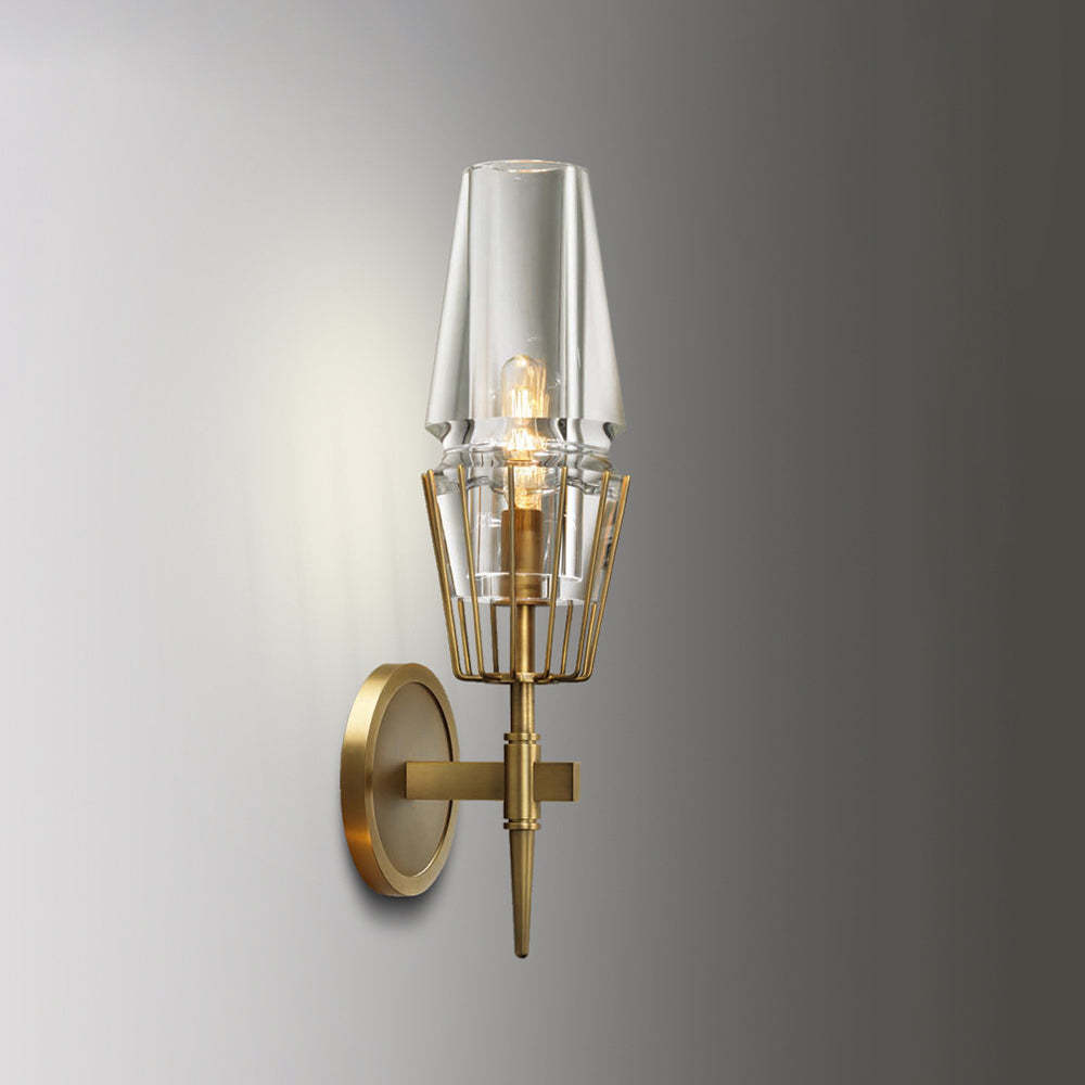 Gold Finish Vintage Glass Wall Lantern Light