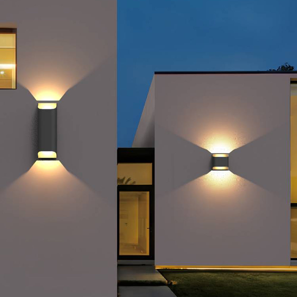 Metal Outdoor Wall Light Up Down Solar Black