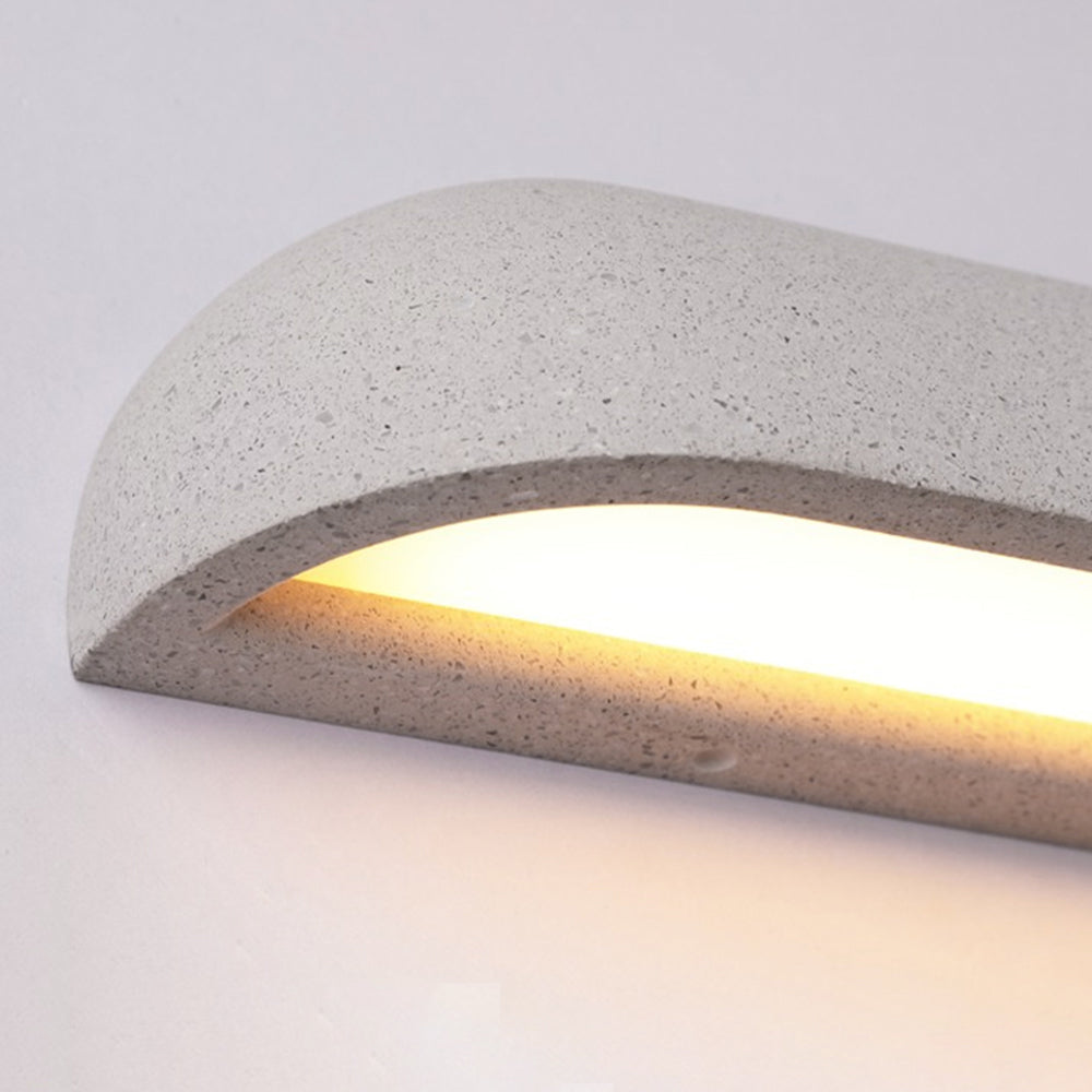 Outdoor Wall Light Metal And Stone Finish Minimalist Semi Elliptical