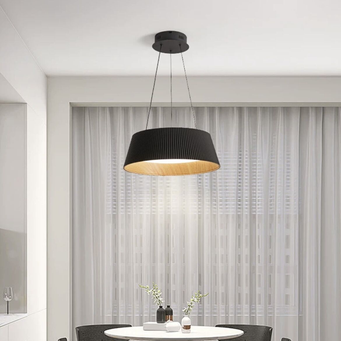 Clean Monochrome Look Drum Pendant Light