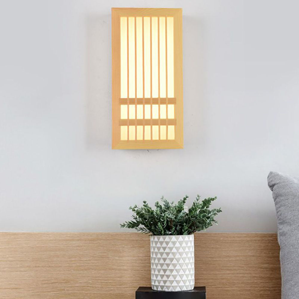 Rectangular Rustic Wood Bedroom Light Havenwood Wall Lamp