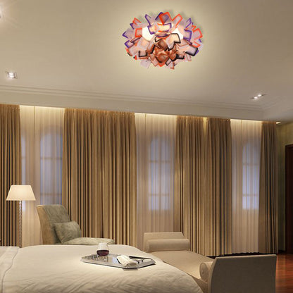 Seven Colour Options Flush Mount Ceiling Light With Floral Art Deco