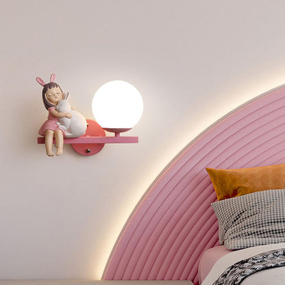 White and Pink Aria Glass and Metal Wall Light