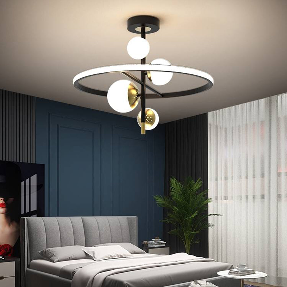 Two Styles Gold And Black Aurora Luxe Semi Flush Ceiling Light