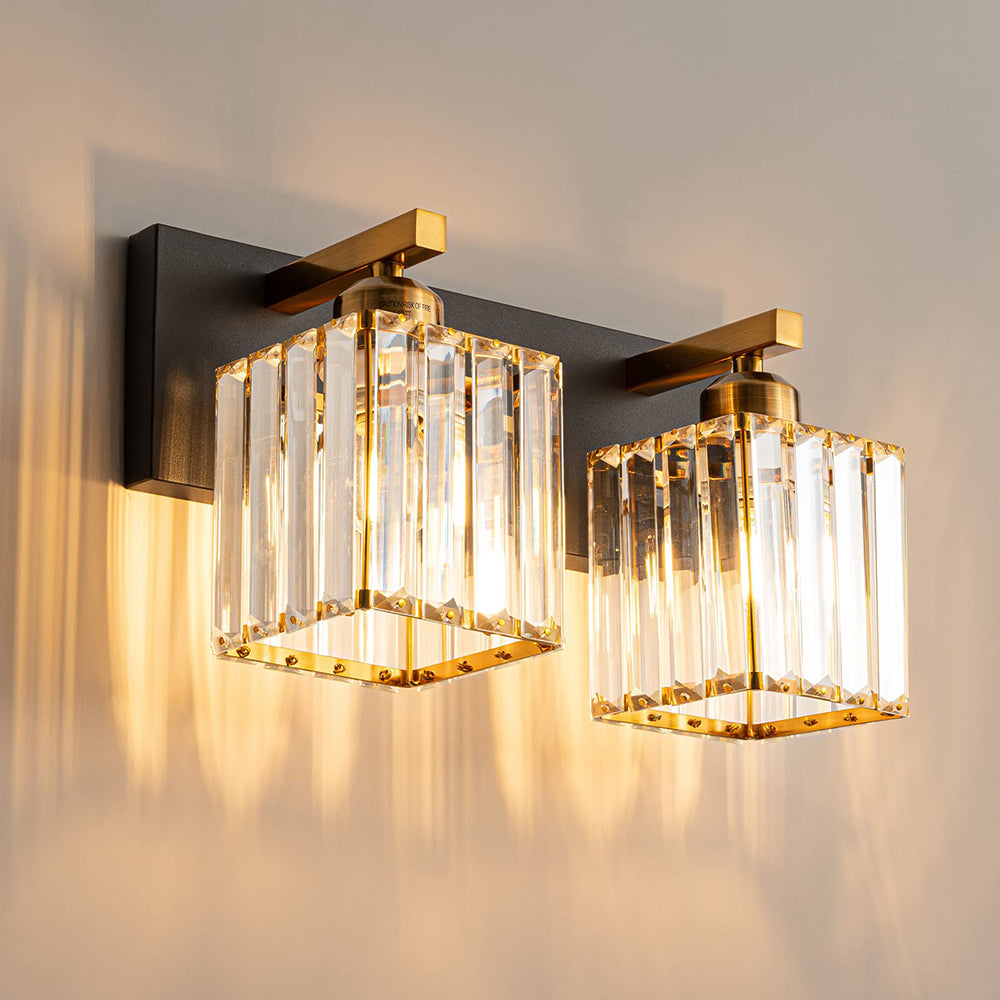Metal And Crystal Gold Vintage LED Wall Lamp For Mirror