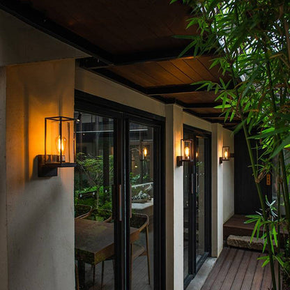 Outdoor Wall Light Rectangular Modern Black Metal