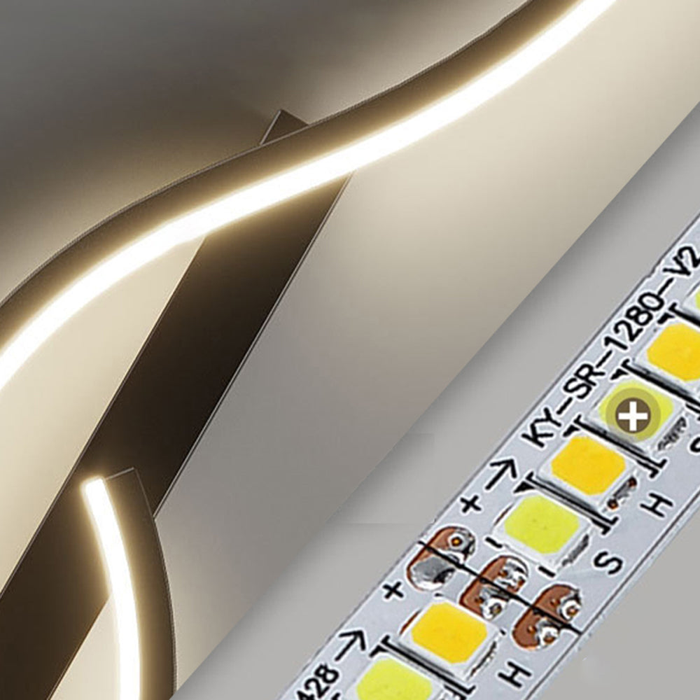 Dimmable Colour Modes Black And Gold Linear Wave Wall Lamp