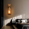 LED Wall Light Rectangular Heritage With Hemp Rope And Wood