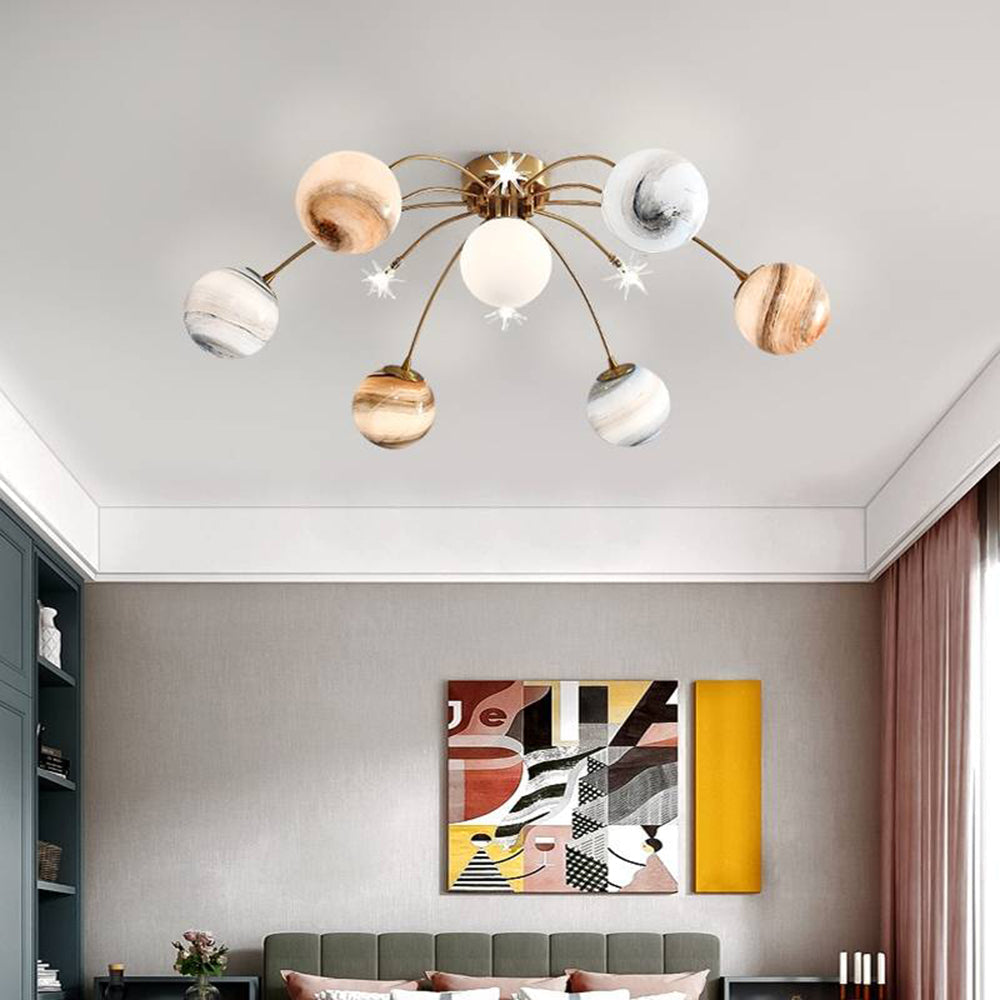 Modern Flush Mount Ceiling Light For Living Room Luma Orbit