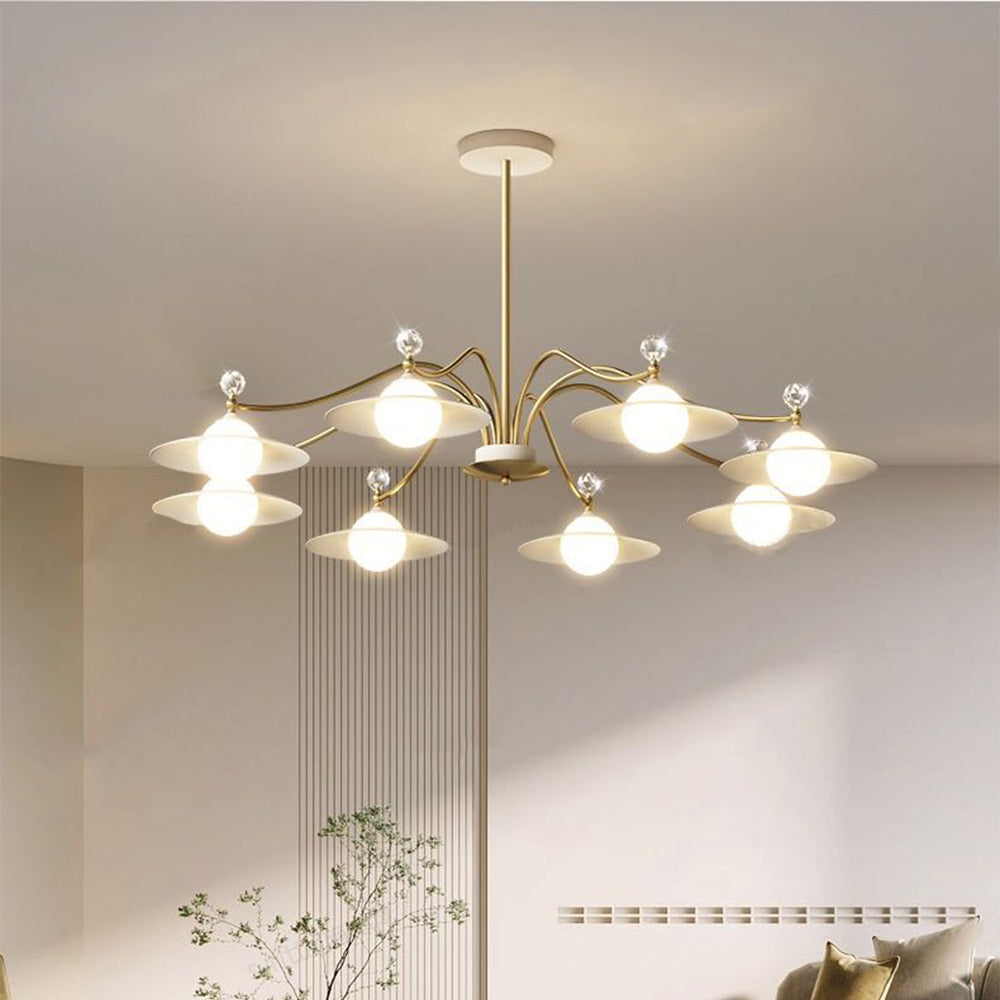 Warm White Glow Gold Glass Pendant Chandelier