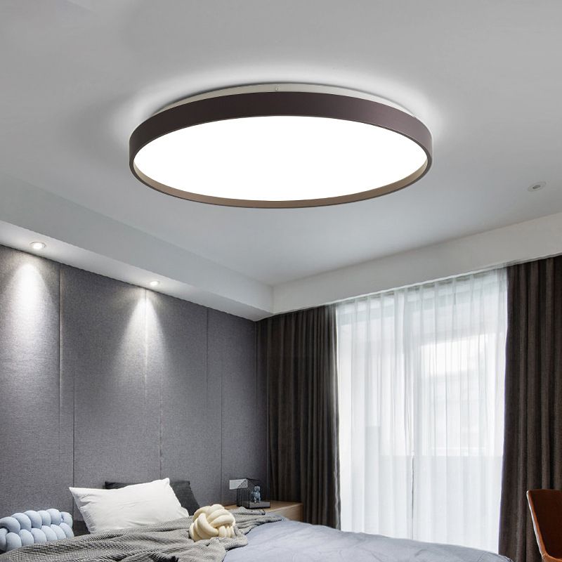 White Grey Gold Finish Dimmable Round Metal Flush Mount Ceiling Light