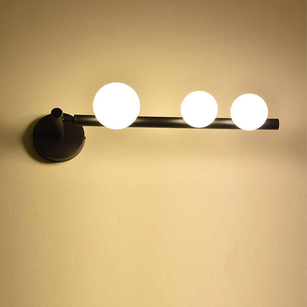 Black and Gold Globe Wall Light with Glass Shade Halo