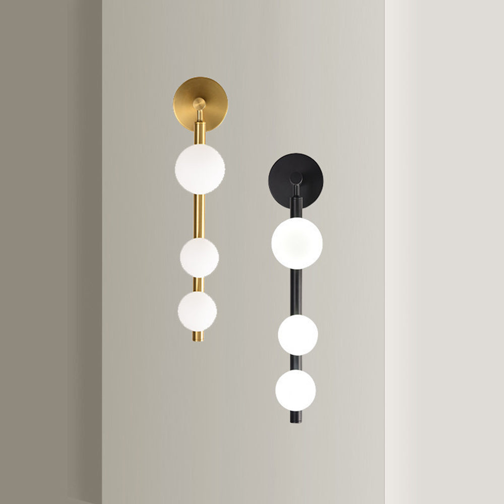 Black and Gold Globe Wall Light with Glass Shade Halo