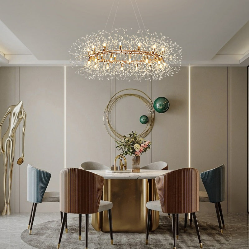 Warm Ambient Glow Dandelion Crystal LED Pendant Light
