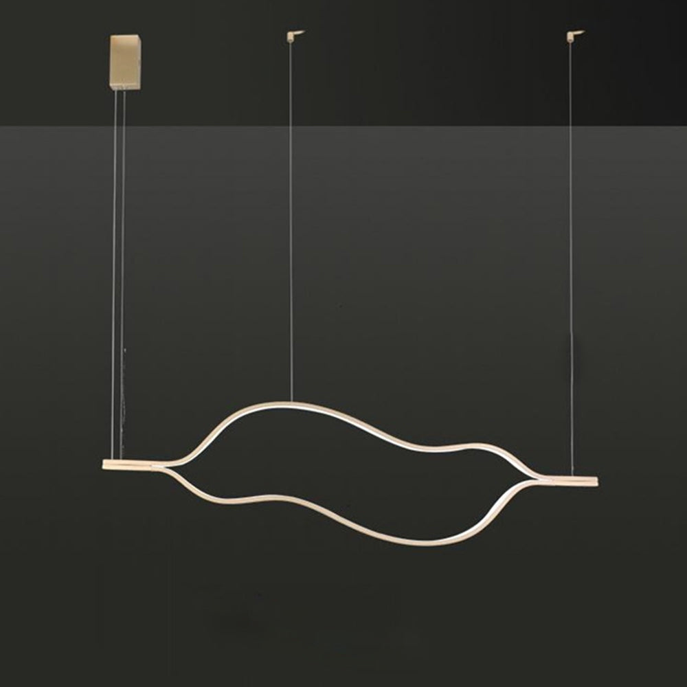 Golden Leaf Design Led Linear Pendant Light
