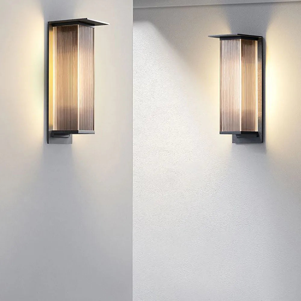 Outdoor Wall Light Black Metal Rectangular Aurora Edge